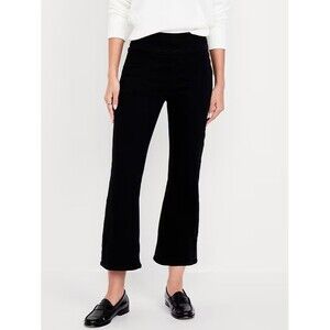 Old Navy Weekender Pull-On Crop Flare Jeans Womens 4 Petite Black Stretch NEW